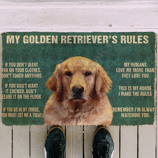 Golden Retriever's House Rules - Doormat