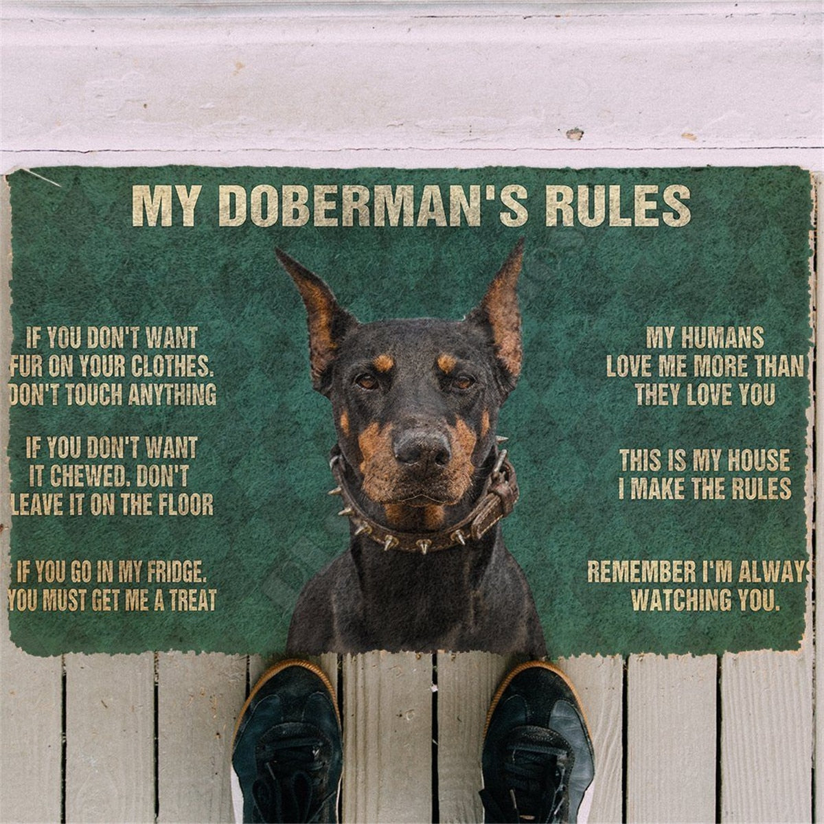 Doberman House Rules - Doormat